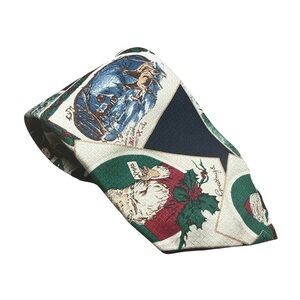Ferrell Reed For Nickallan's Men's Vintage Silk Christmas Santa Tie
